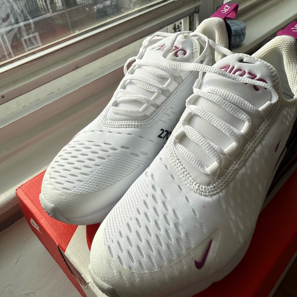 Nike Air Max 270 White and Purple Sneakers